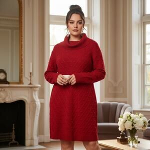 Jessica Howard Red Knit Sweater Dress Size L NWT – Cowl Neck Long Sleeve